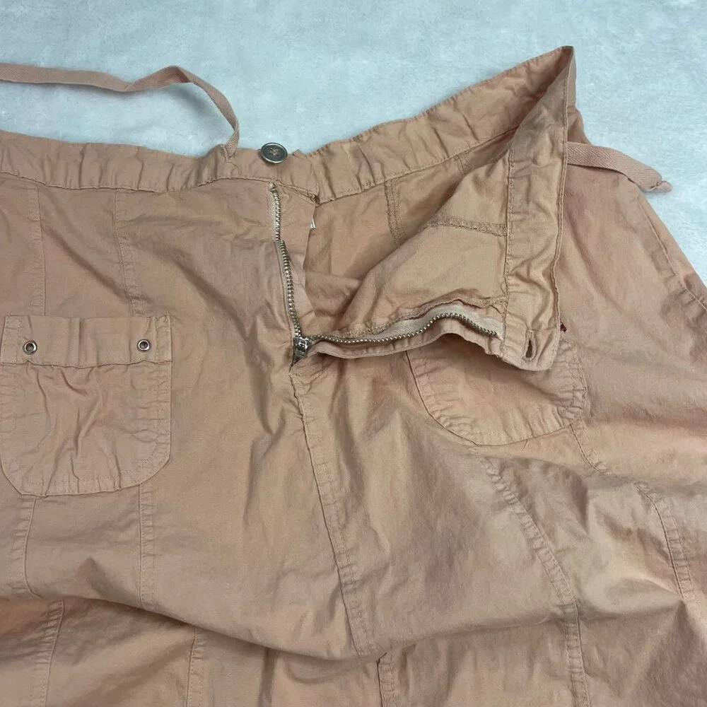 XCVI Wearables Womens Drawstring A-Line Skirt‎ Size Medium Cotton Pockets Peach